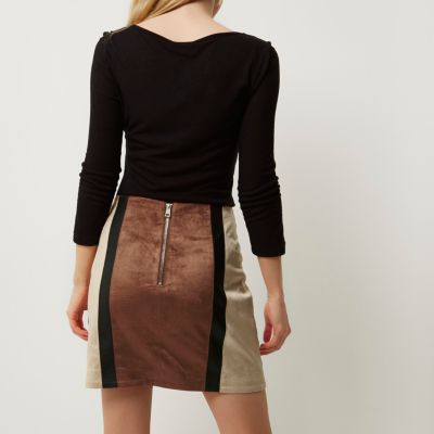 Brown block whipstitch pelmet skirt